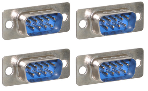 DB9M 9-Pin Male Sub-D Connector, Chassis/Panel Mount, Pack of 4