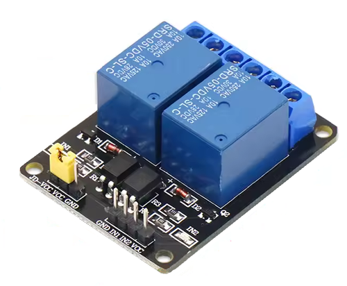 2 Channel Relay Module, 5V DC, Optoisolated, for 5V, 3V, 3.3V Microcontrollers