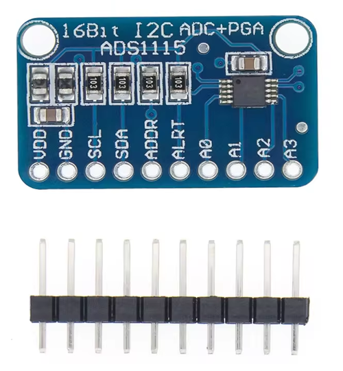 ADS1115 Breakout module, 4-Channel 16-Bit ADC + PGA, I2C interface, 2 to 5.5V