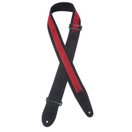HENRY HELLER 2" WIDE SUEDE STRAP BUTTERY BLACK WITH RED STRIPE