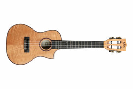 NEW KALA KA-ASFM-C-C UKE SOLID FLAME MAPLE CONCERT CUTAWAY