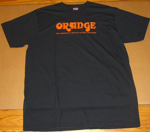 NEW ORANGE RETRO BLACK T-SHIRT  -  SMALL