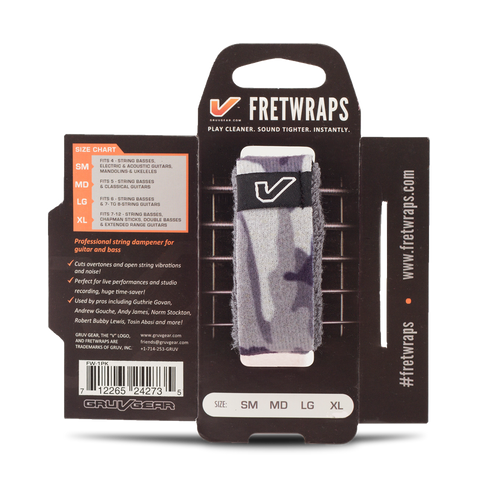 NEW GRUVGEAR FRETWRAP STRING MUTER - WHITE CAMO - LARGE