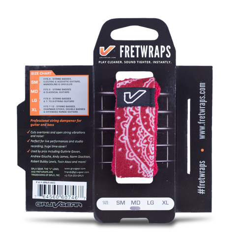 NEW GRUVGEAR FRETWRAP STRING MUTER - RED BANDANA - LARGE