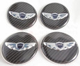 2009-2011 Genesis Sedan 4.6 V8 18" LODEN ~3D/CARBON~ WING Wheel Cap Emblem Overlays