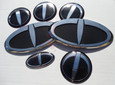 1997 - 1999 Tiburon LODEN "T" Carbon/Stainless Steel Badge Emblem Grill Trunk Caps Steering 7pc