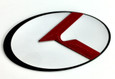 3.0 LODEN K Badges with Matte Black Edge, Red, blue, white, silver, black or blue CENTER color options, multi color K logo Chrome Black-Chrome Gold Plated Ice Blue Matte Black gunmetal white red badges for Kia models Optima Cadenza Forte Rio Stinger Niro Sorento Sportage K900 Soul and more