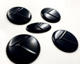 BLACK Vintage K 5pc Set (Wheel Caps + Steering Wheel Emblem)   BLACK Vintage K 5pc Set (Wheel Caps + Steering Wheel Emblem)
