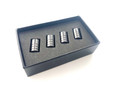 Black Chrome Valve Stem Cap "T" Emblem Set 4pc for Tesla Models 