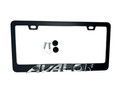 Satin Black AVALON License Plate Frame Stainless Steel with Chrome Logo
