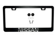 Satin Black NISSAN License Plate Frame Stainless Steel  w/ Chrome Logo