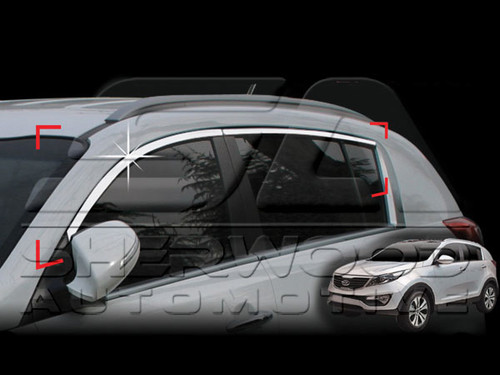2011+ Sportage R Chrome Upper Window Trim Surround Set 4pc 2011+ Sportage R Chrome Upper Window Trim Surround Set 4pc