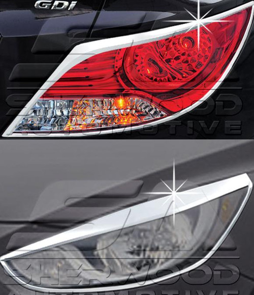 2011+ Accent / Verna Chrome Headlight/Taillight Trim 4pc Package 2011+ Accent / Verna Chrome Headlight/Taillight Trim 4pc Package