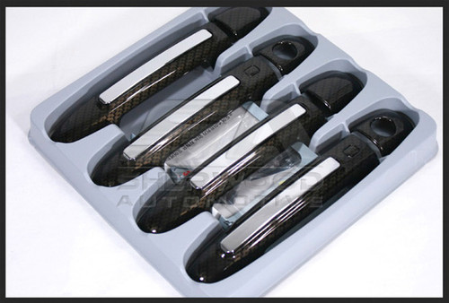 2010+ Santa Fe CM CARBON / CHROME Door Handle Covers 8pc