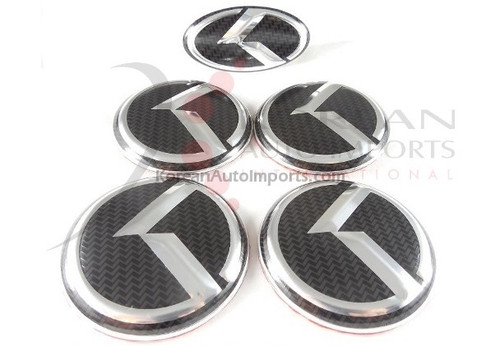 2010 - 2013 Forte Cerato Koup CARBON VIP K 5pc Package Wheel Caps + Steering Wheel Emblem 2010 - 2013 Forte Cerato Koup CARBON VIP K 5pc Package Wheel Caps + Steering Wheel Emblem