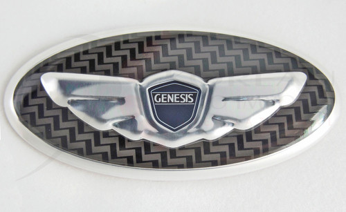 2009-2011 Genesis Sedan 3.8 V6 17" LODEN ~3D/CARBON~ WING Steering Wheel Emblem Overlay