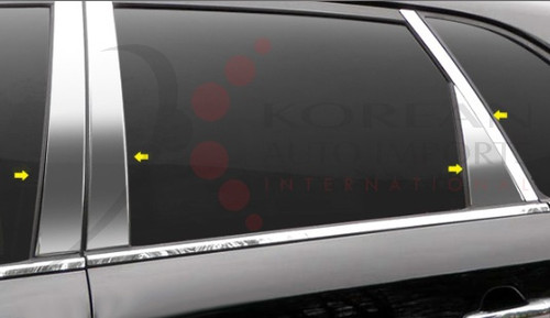 2010 - 2013 Sorento LX / EX Chrome / Stainless Steel Pillar Post Trim with Triangle 8 pc. 2010 - 2013 Sorento LX / EX Chrome / Stainless Steel Pillar Post Trim with Triangle 8 pc.