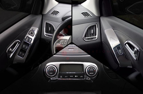 2014+ Tucson IX BLACK CHROME Interior Dash Molding Trim Kit 13pc Set