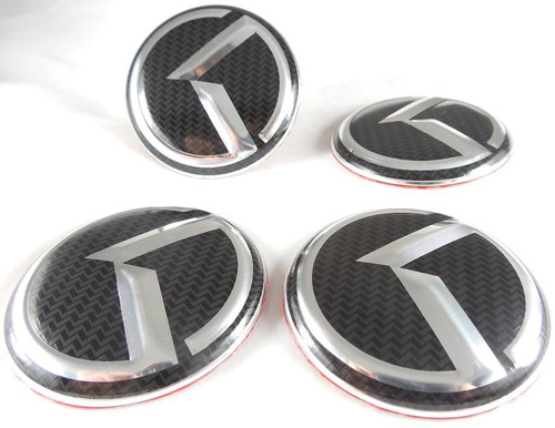 2017+ IONIQ LODEN Carbon/3D "K" Wheel Cap Emblem Overlay Set 4pc