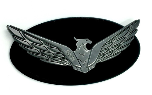 Loden Eagle Badge Matte Black Edge Gunmetal Gray Eagle Gloss Black Center for Kia Hyundai models Loden Eagle Badge Matte Black Edge Gunmetal Gray Eagle Gloss Black Center for Kia Hyundai models