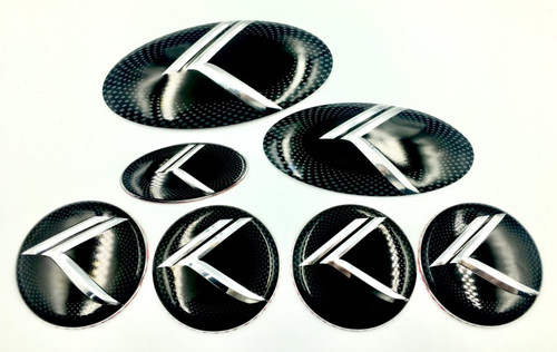 *NEW* 10-13 Forte Koup 2dr VINTAGE K "METAL SKIN" FULL SET Grill/Trunk/Steering/ Caps Emblem Badge Set 7pc