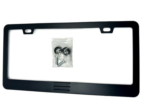 Model 3-Line Satin Black License Plate Frame Stainless Steel (Type 2)