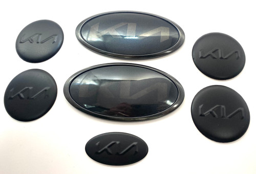 2014-2018 K900 Nightfall NEW KIA LOGO Badges Smoke Black 7pc Set 
