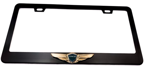 Black Genesis License Plate Frame Stainless Steel with BRONZE wing Black Genesis License Plate Frame Stainless Steel with BRONZE wing
