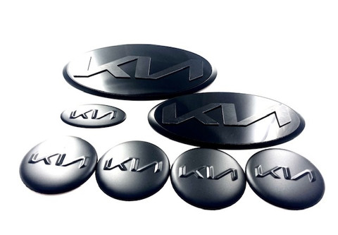 3D K Logo Emblem White & Glossy Black 2pc (Fits: KIA 2019+ K900 K9