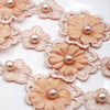 FFR-005 Fabric Flower Patch w/Pearl-Gold, 6"