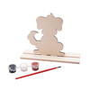 PNT-046 Wooden Painting Set: 1 Wooden Dog Shape w/base 4.3"x5.1" + 1 Paint Brush+ 3 Colors of Tempera Paint