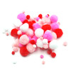 100 ct. PomPoms, Asst. Colors and Sizes: White, Light Pink, Hot Pink & Red