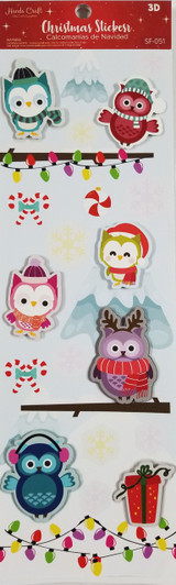 3D Christmas Owl Sticker
