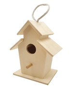 Wooden Bird House, Double Roof, 1ct