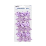 FFR-010 Fabric Flower Patch w/Pearl-Purple, 6.25"