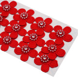FFR-018 Fabric Flower Patch w/Stone-Red, 5.5"