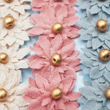 FLR-060 Canvas Flower, Pearl-Pink, Cream, Blue