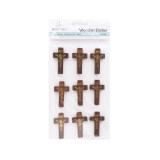 HS-039 Wooden Cross Stickers, Dark Brown