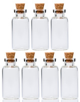 BO-061 7 ct. Mini Glass Bottle w/cork lid, 0.6"x1.57"