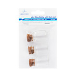 BO-059 3 ct. Mini Glass Bottle w/cork lid.  1.1"x1.5"