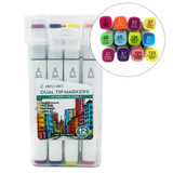 12 pcs Alcohol based Dual Tip Markers - Neon Colors