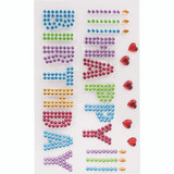 1 Sheet, 25-count Rhinestone Stickers - Happy Birthday, Multi Color