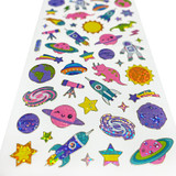 1 Sheet,  47ct. Laser Stickers with Golden Outline - Outer-Space Theme