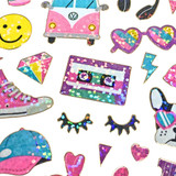 1 Sheet,  44ct. Laser Stickers with Golden Outline - Fun-in-the-Sun Theme