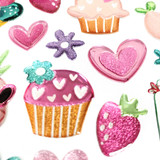 1 Sheet,  52ct. Epoxy with Glitter Stickers - Desserts Theme