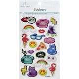 1 Sheet,  21ct Plastic Sticker with Glitter - Chitchat Theme
