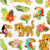 1 Sheet,  23ct Embossed Foil Sticker- Exotic Tropical Theme