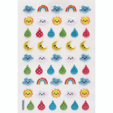 1 Sheet,  48ct Puffy Stickers with Glitter - Cute Sky and Weather Theme