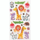 1 Sheet, 21ct. Epoxy Laser Sticker with Foil - Zoo Animals Celebrate Theme