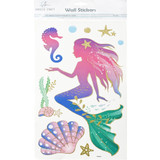1 Sheet, 9ct. Room Décor with Glitter Stickers - Mermaid